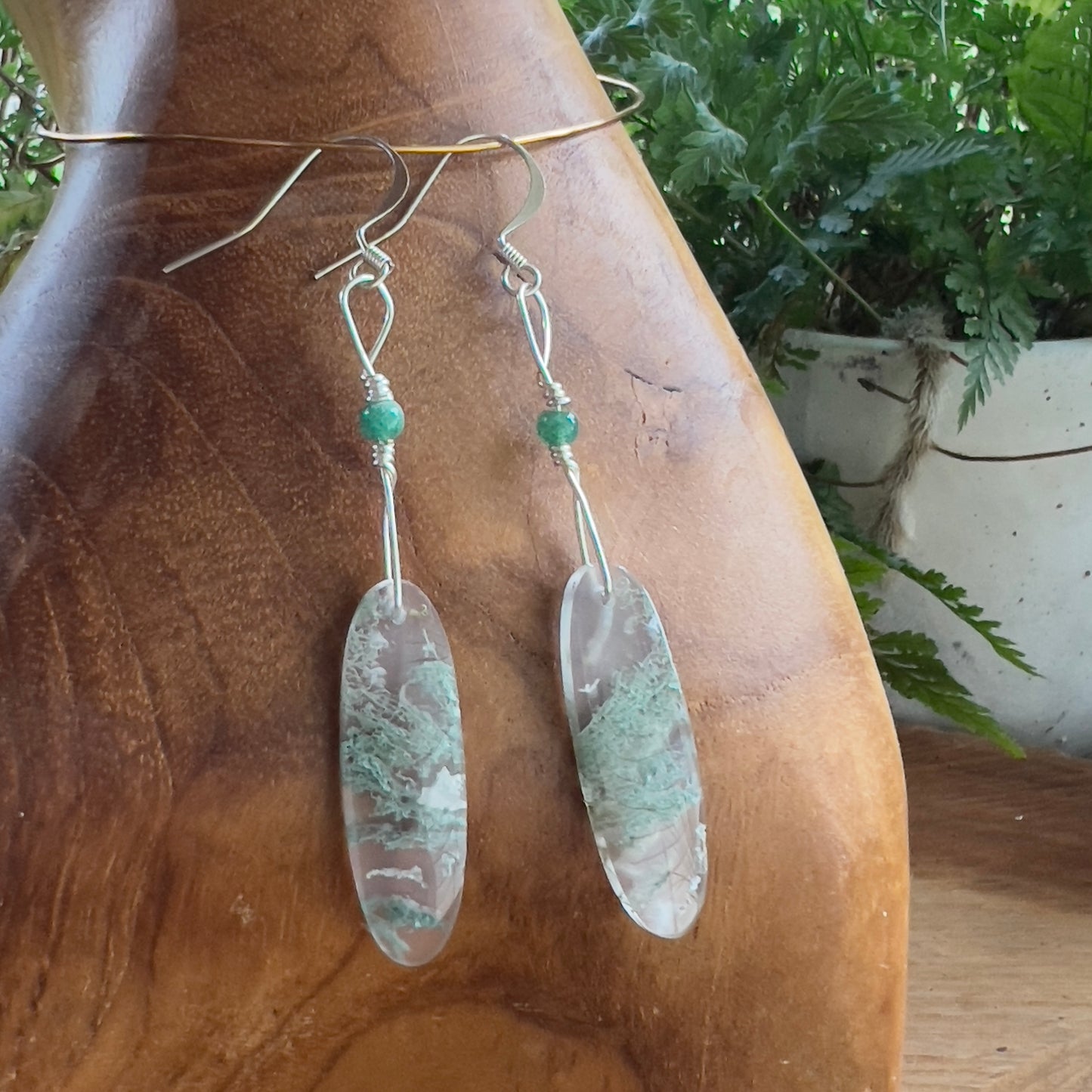 Moss Agate with Aventurine Crystal Earrings: Growth ∙ Healing ∙ Grounding