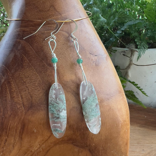 Moss Agate with Aventurine Crystal Earrings: Growth ∙ Healing ∙ Grounding
