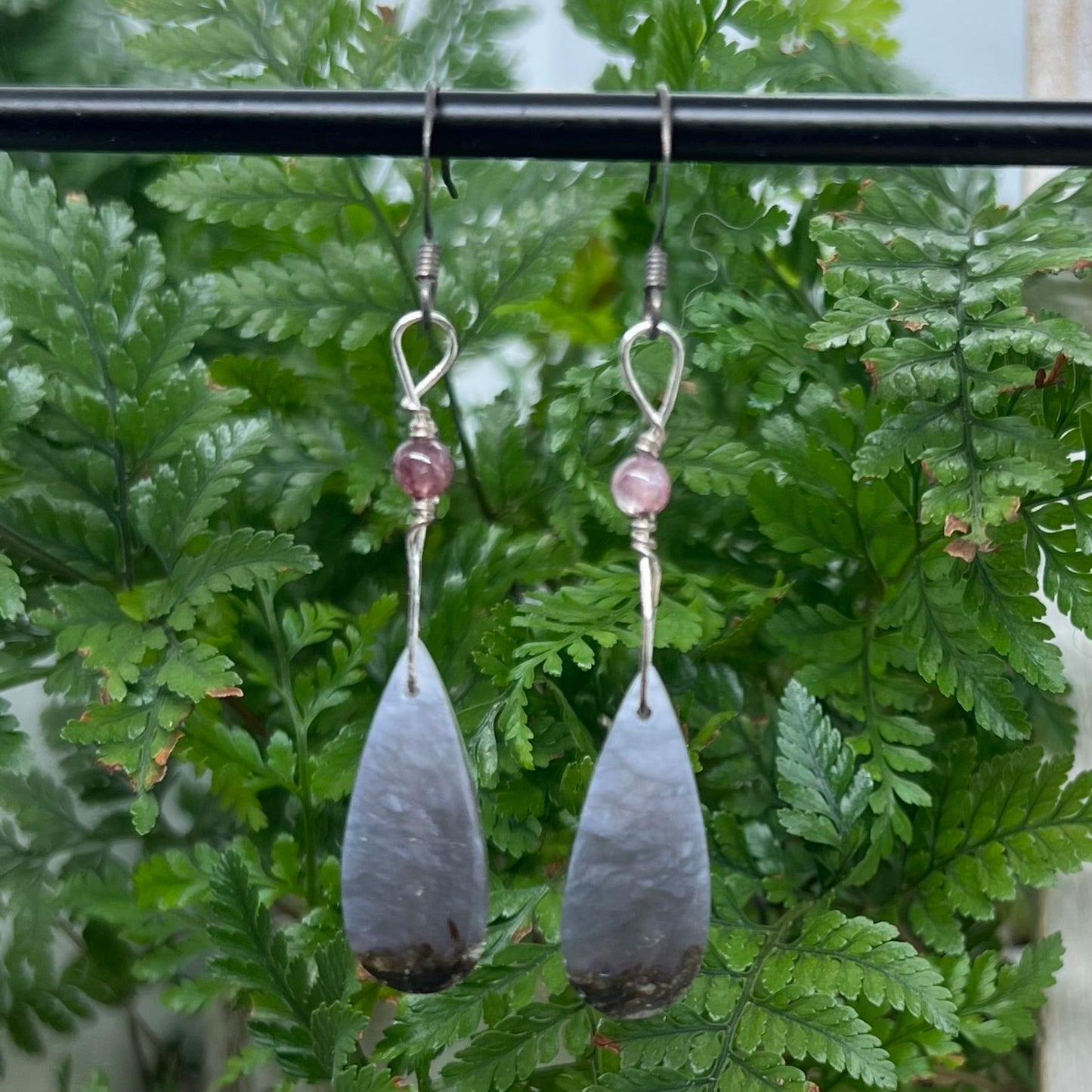 Natural Purple Moss Agate with Lepidolite Crystal Earrings: Growth ∙ Healing ∙ Grounding