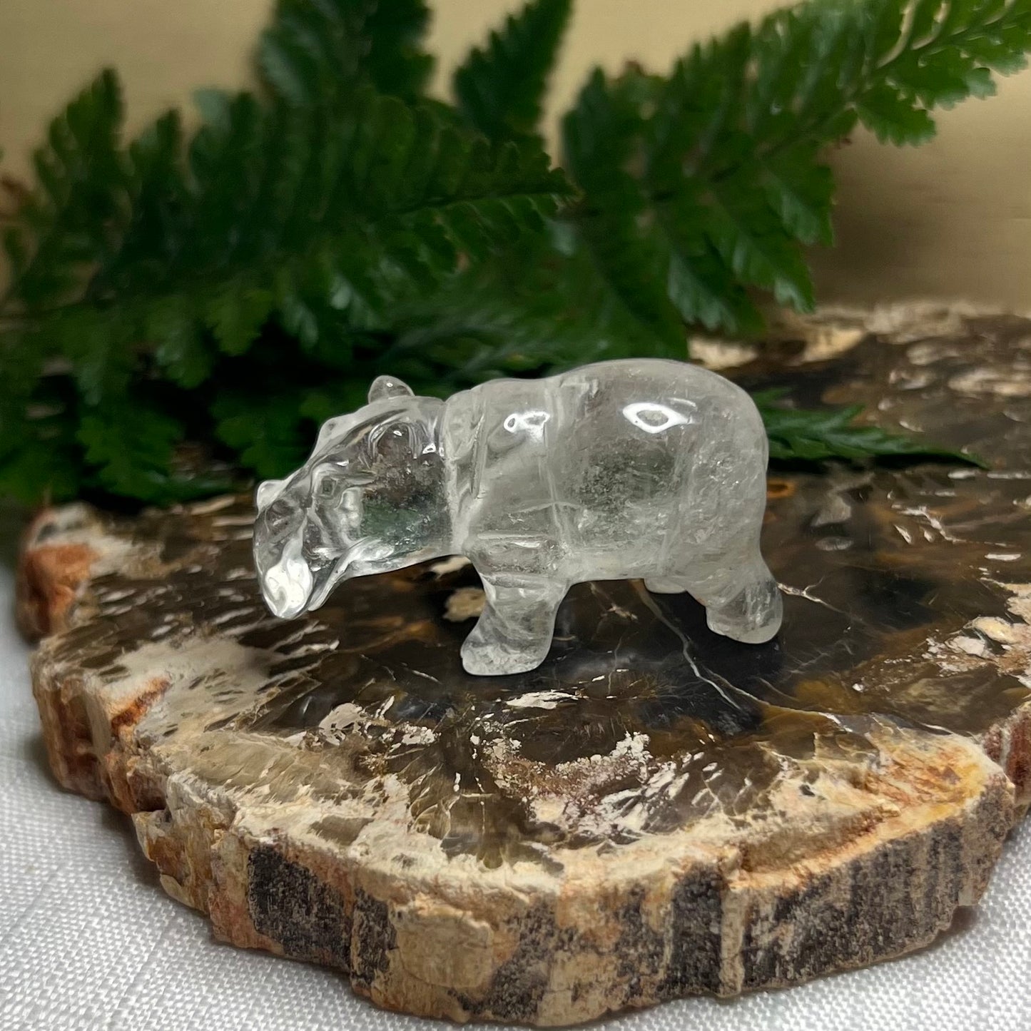Clear Quartz Hippopotamus Carving