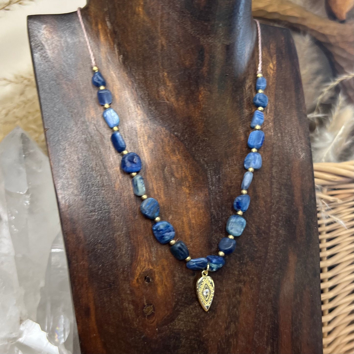 Blue Kyanite Layer Crystal Necklace: Communication with Guides | Spiritual Growth | Alignment