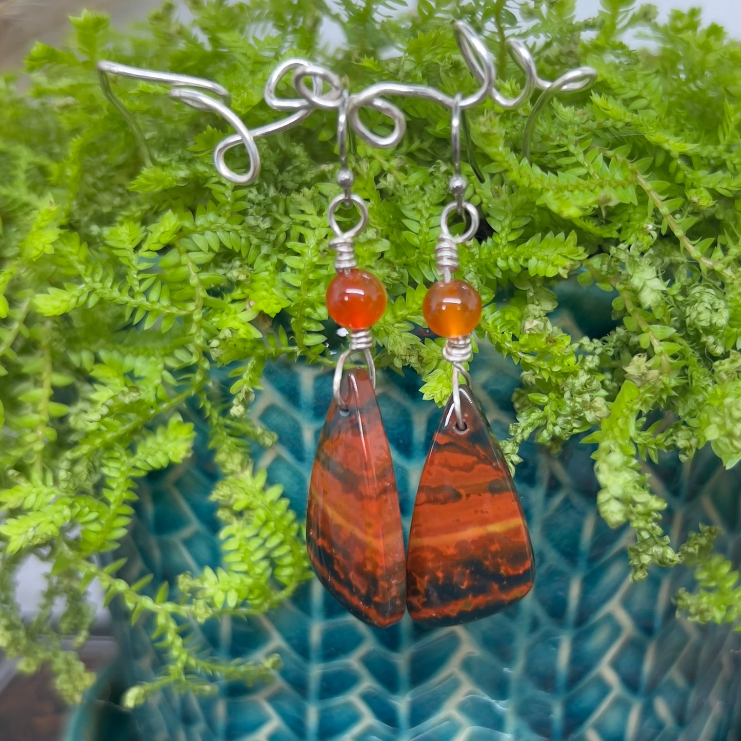 Bloodstone with Carnelian Crystal Earrings: Strength ∙ Confidence ∙ Courage