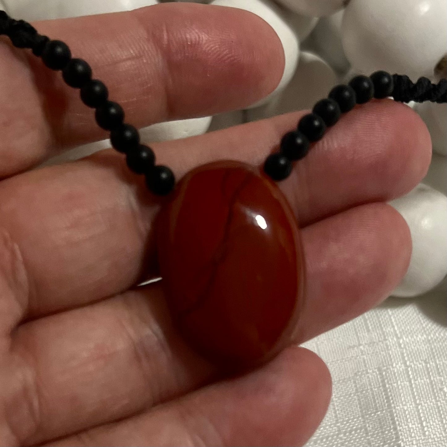 Red Jasper and Black Agate Crystal Necklace