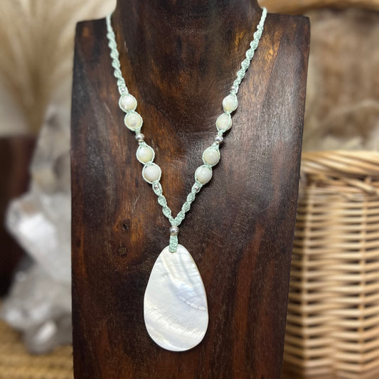 Mother of Pearl Shell Macrame Necklace