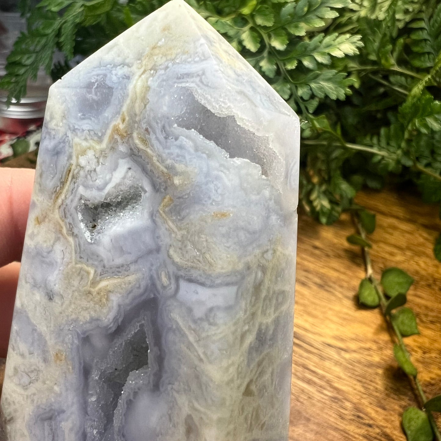 Blue Lace Agate Druzy Tower