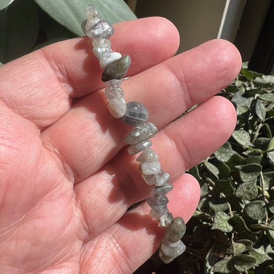 Labradorite Crystal Chip Stretch Bracelet: Self-Discovery | Intuition | Lifts the Spirit