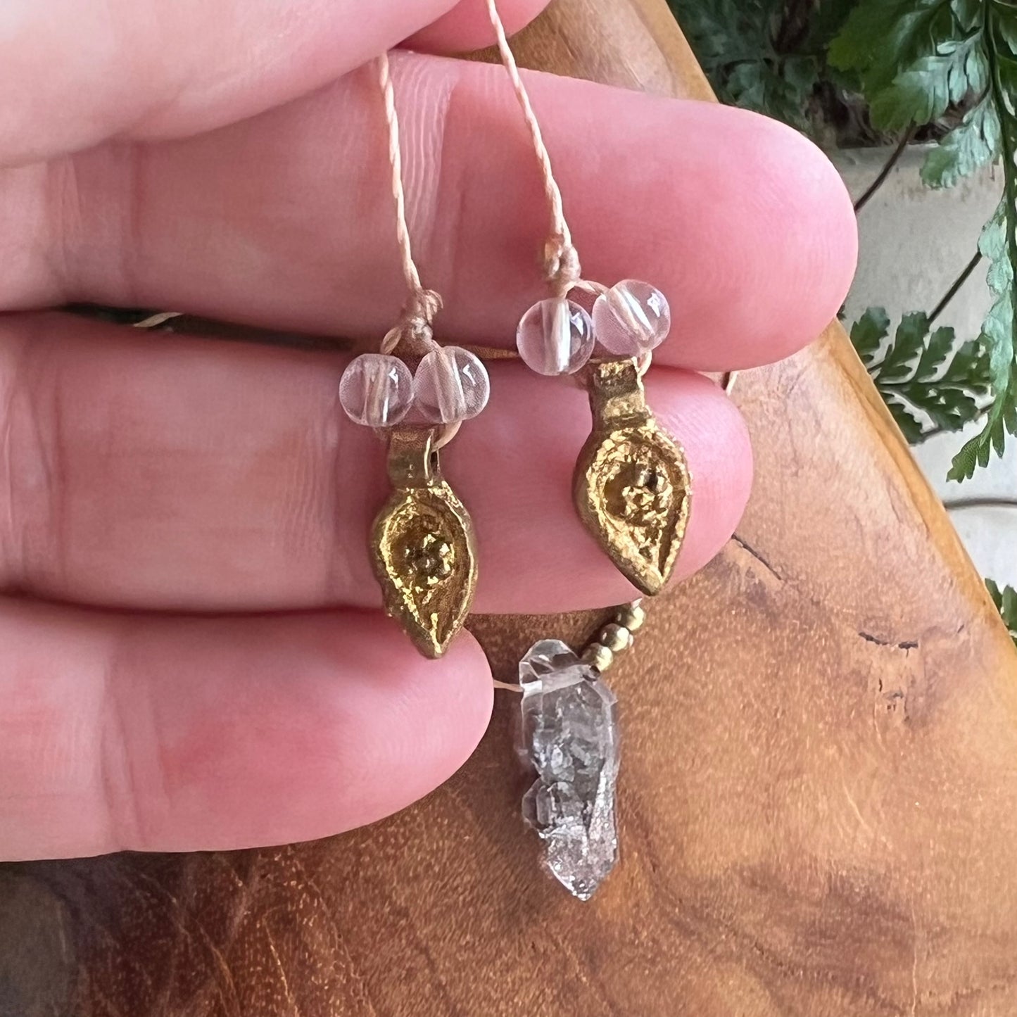 Herkimer Quartz & Brass Petite Layer Crystal Necklace