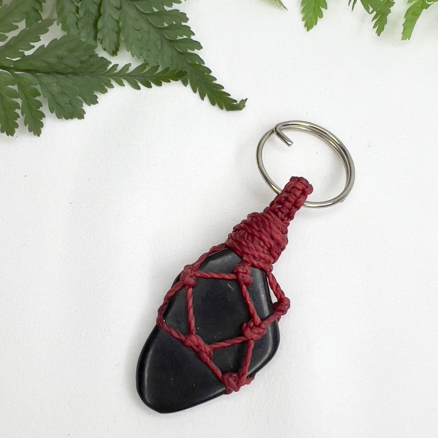 Shungite Crystal Macrame Keyring Charm | Pet Collar Charm
