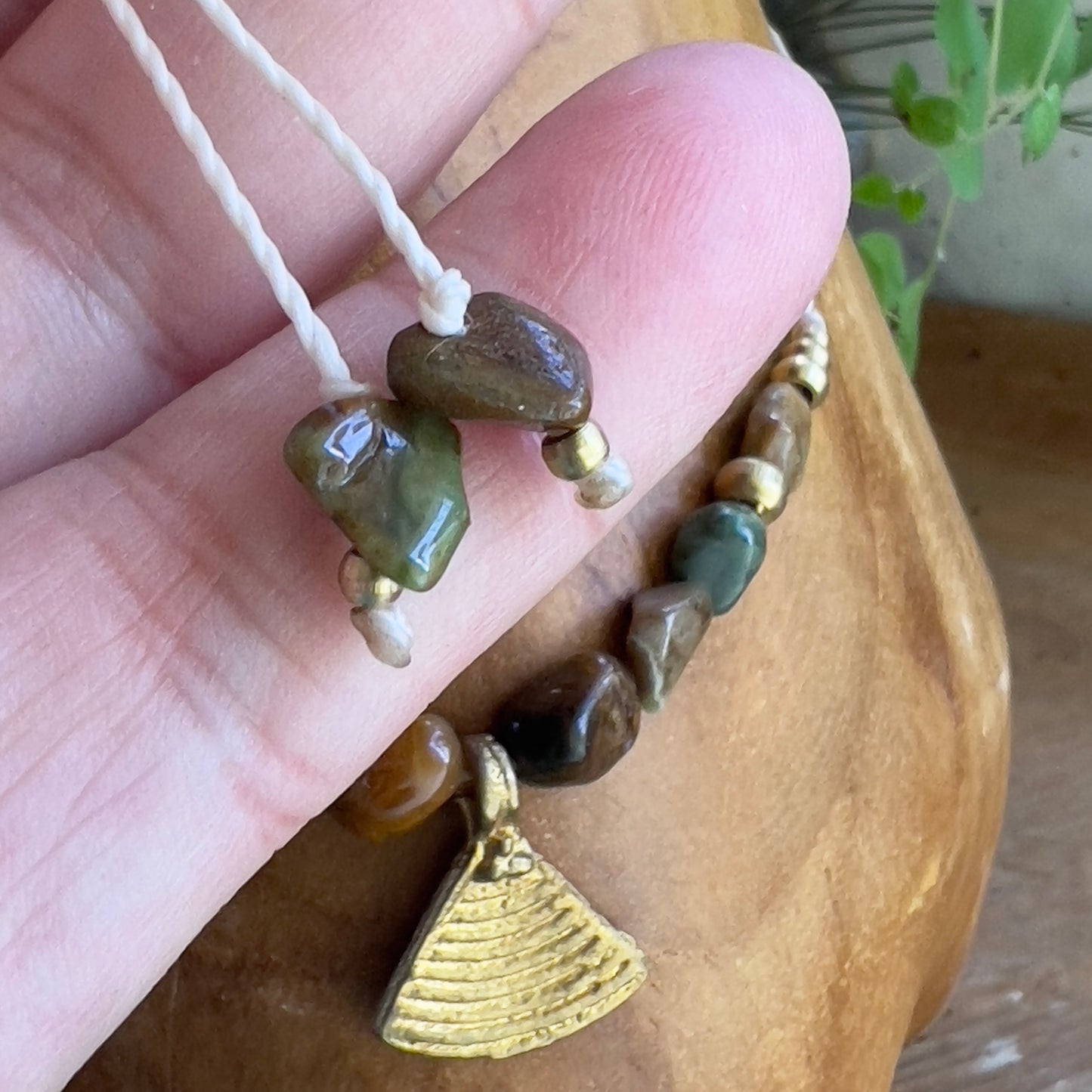 Ocean Jasper and Brass Crystal Layer Necklace