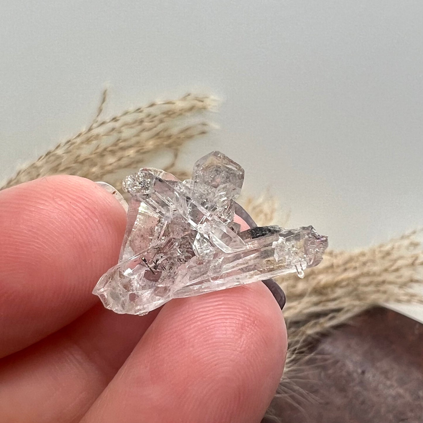 Inclusion 'Inky' Needle Quartz Mini Cluster (i) - Jinkouhe, Sichuan Province, China