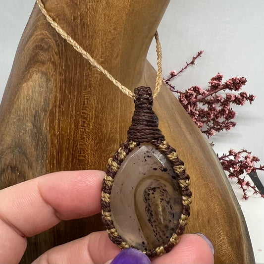 Faceted Montana Agate Crystal Macrame Necklace