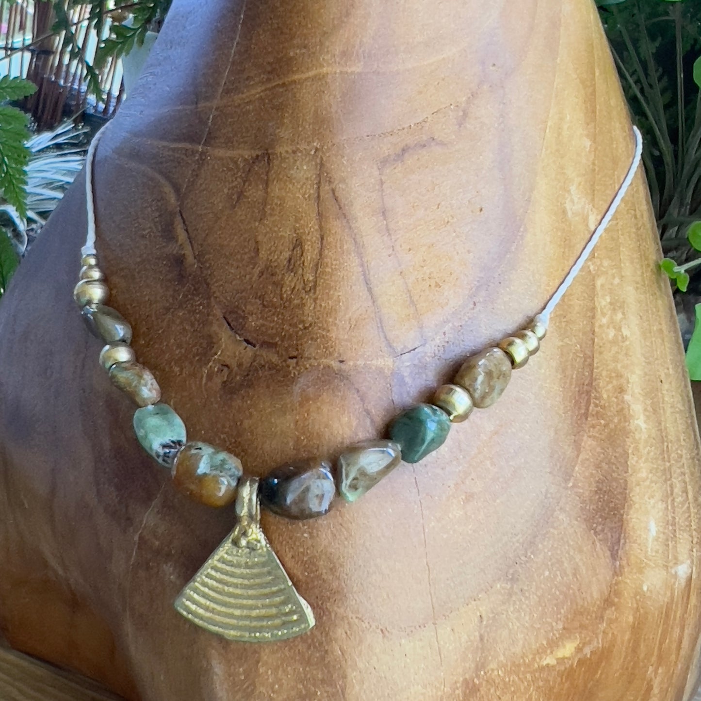 Ocean Jasper and Brass Crystal Layer Necklace