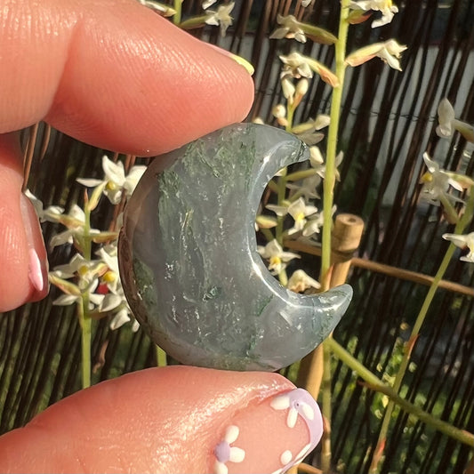 Moss Agate Crescent Moon Crystal