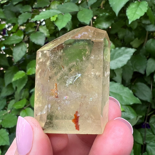 Natural Citrine Polished Freeform with Rainbows and Hematite inclusions- Brazil
