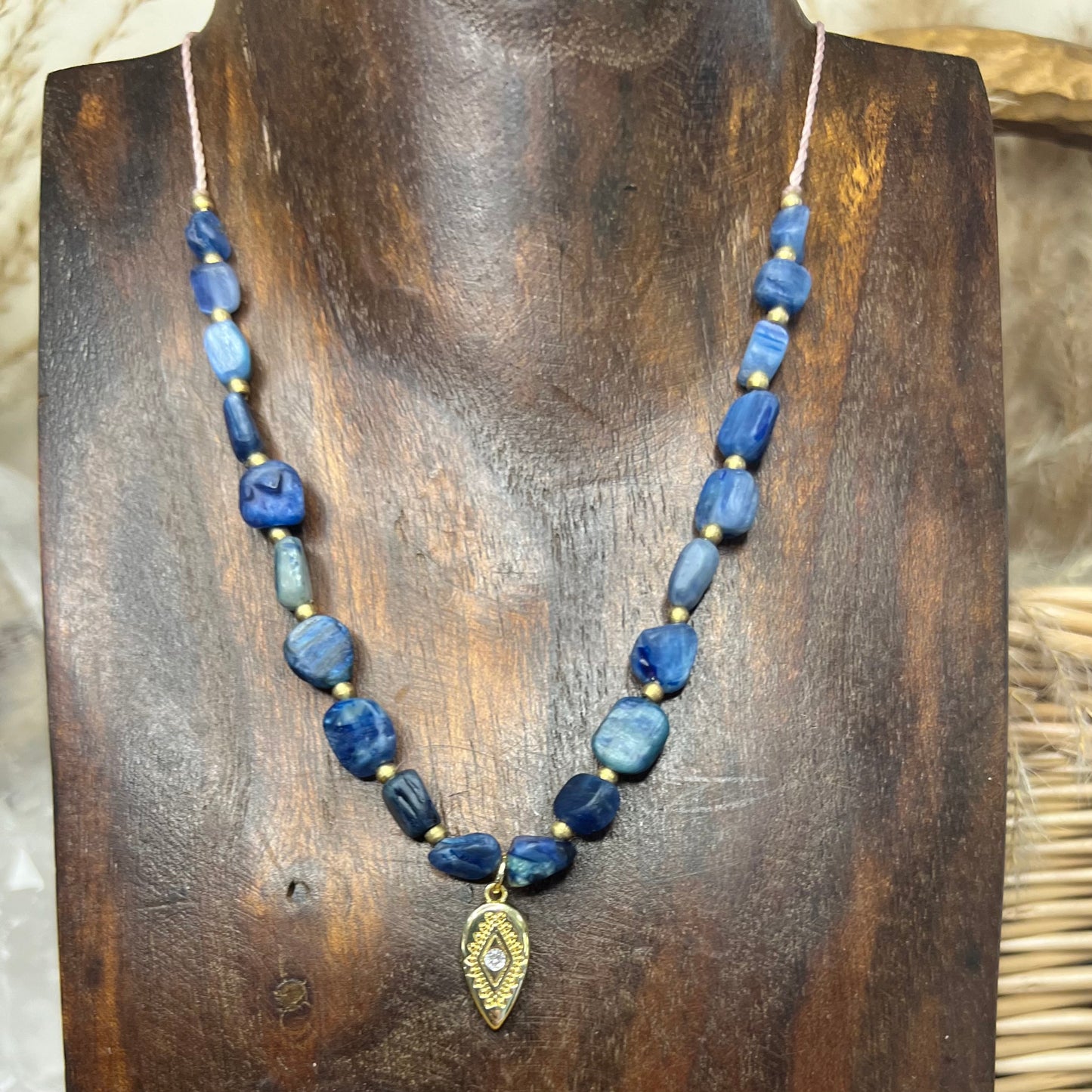 Blue Kyanite Layer Crystal Necklace: Communication with Guides | Spiritual Growth | Alignment