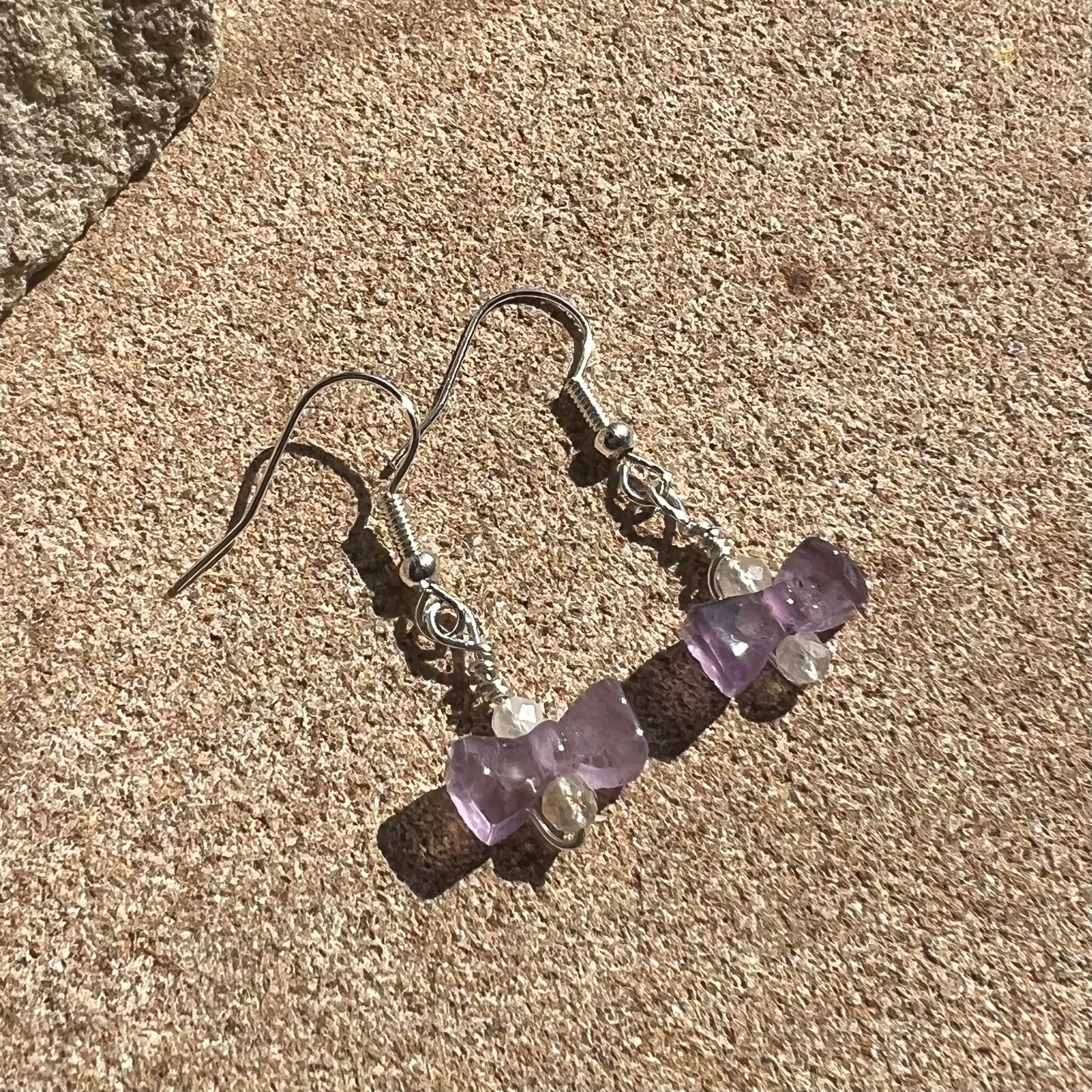 Carved Amethyst 'Ribbon Bow' Crystal Earrings: Protective ∙ Calming ∙ Purifying