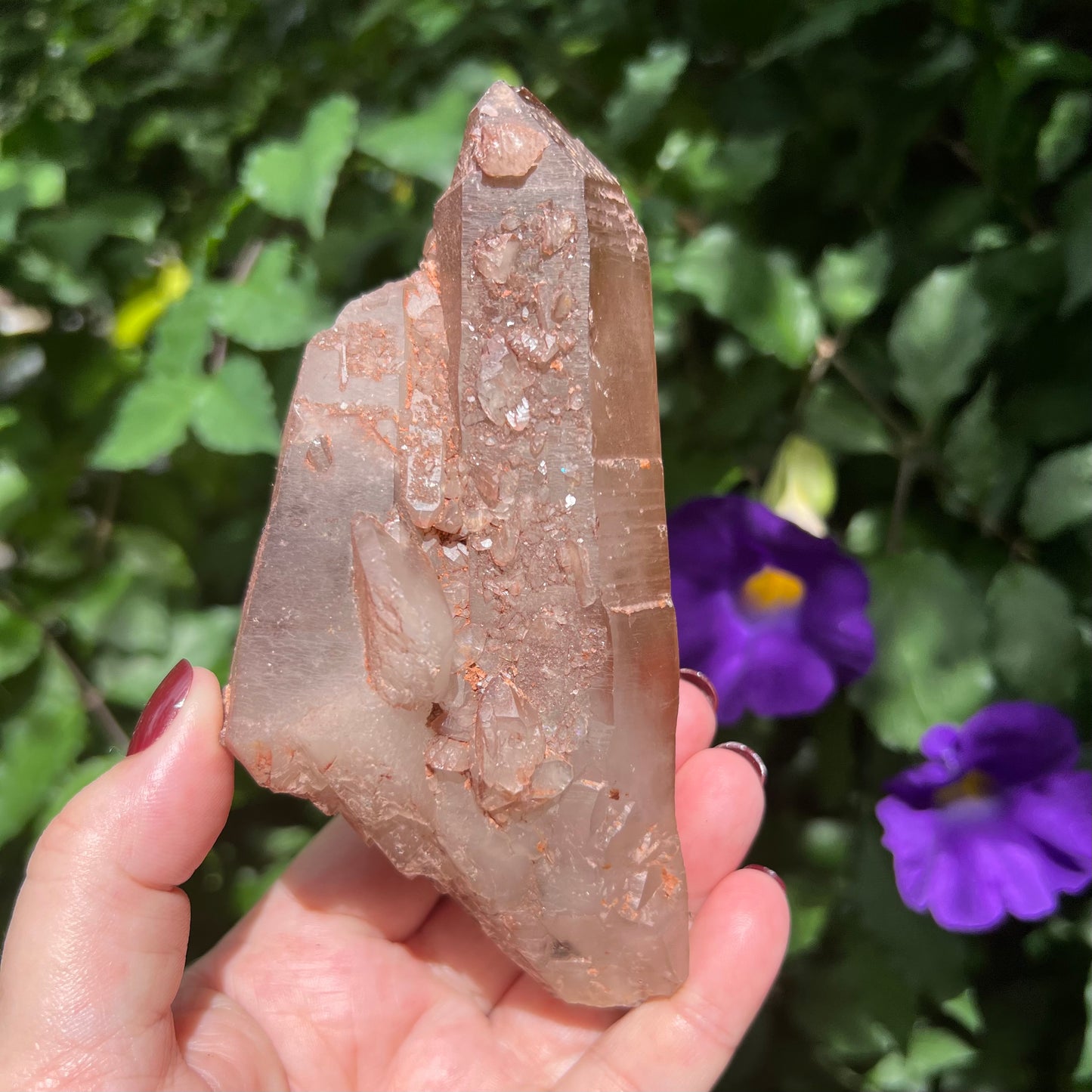 Red Hematoid Quartz Specimen - Double-terminated Twin Empathic Warrior with self-healed termination