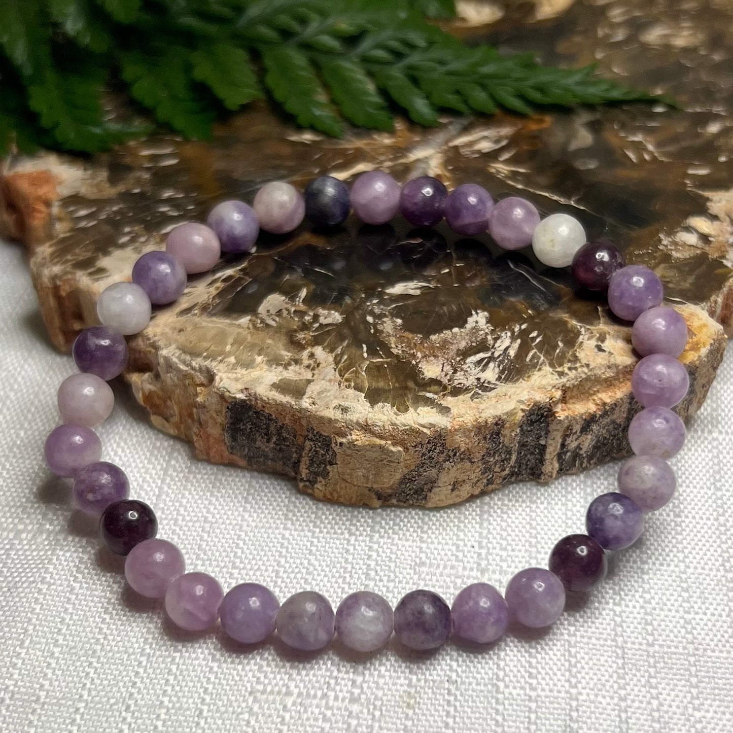 Lepidolite Stretch Bracelet: Soothing | Emotional Healing | Calming