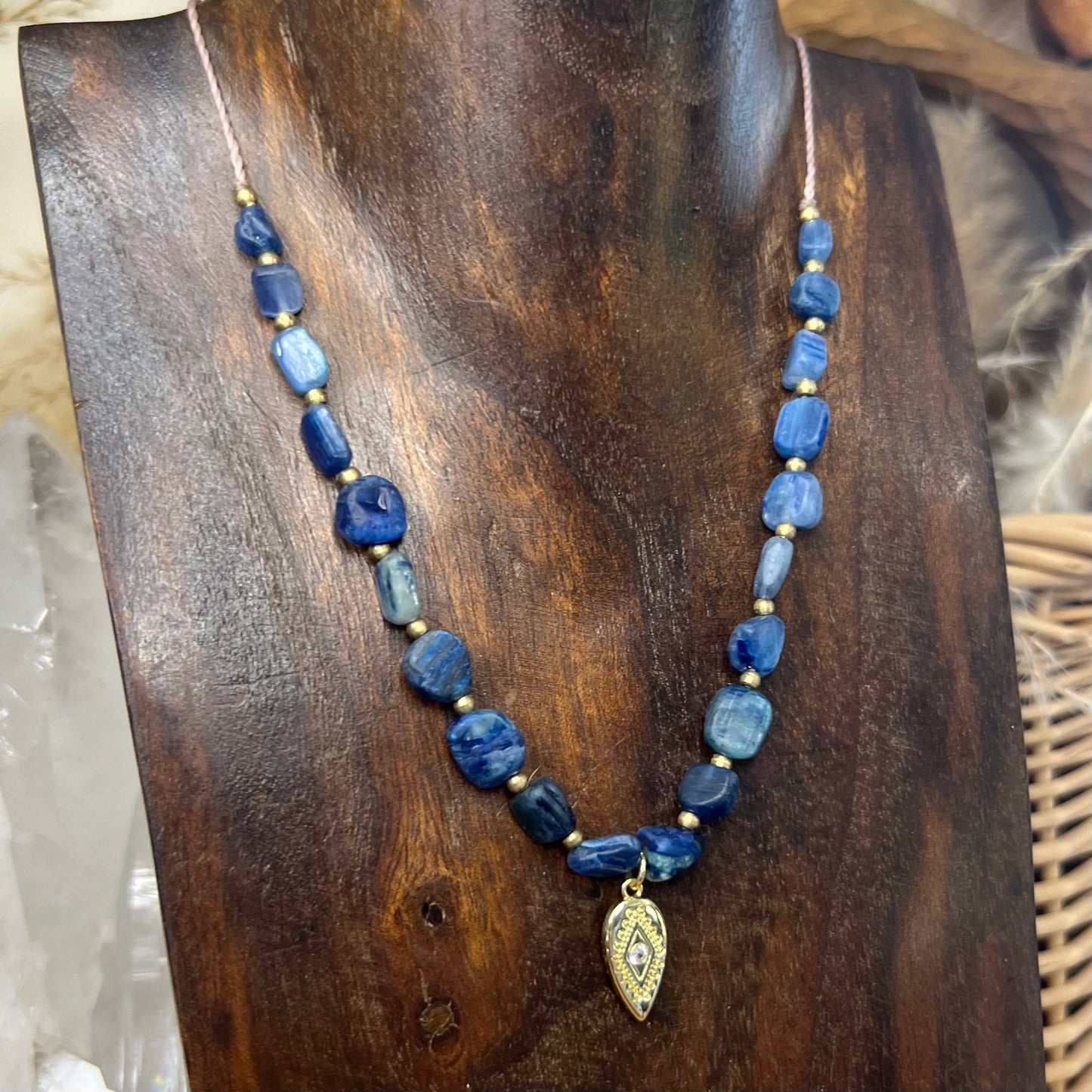 Blue Kyanite Layer Crystal Necklace: Communication with Guides | Spiritual Growth | Alignment
