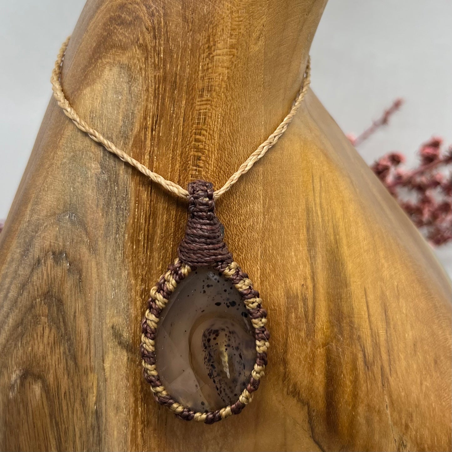 Faceted Montana Agate Crystal Macrame Necklace