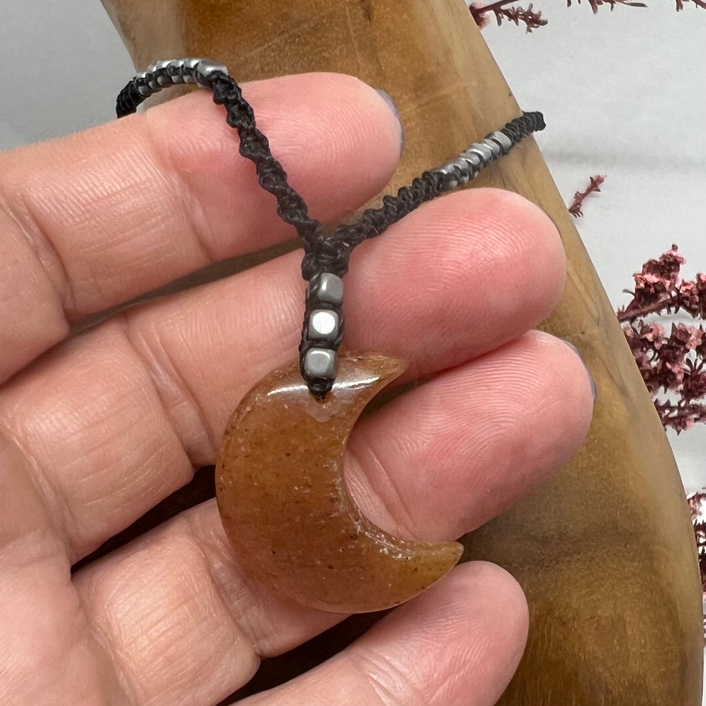 Agate Crescent Moon Necklace