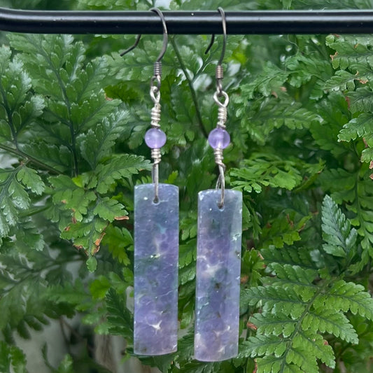 Purple Grape Agate with Amethyst Crystal Earrings: Connection ∙ Vision Guidance ∙ Peaceful Calm