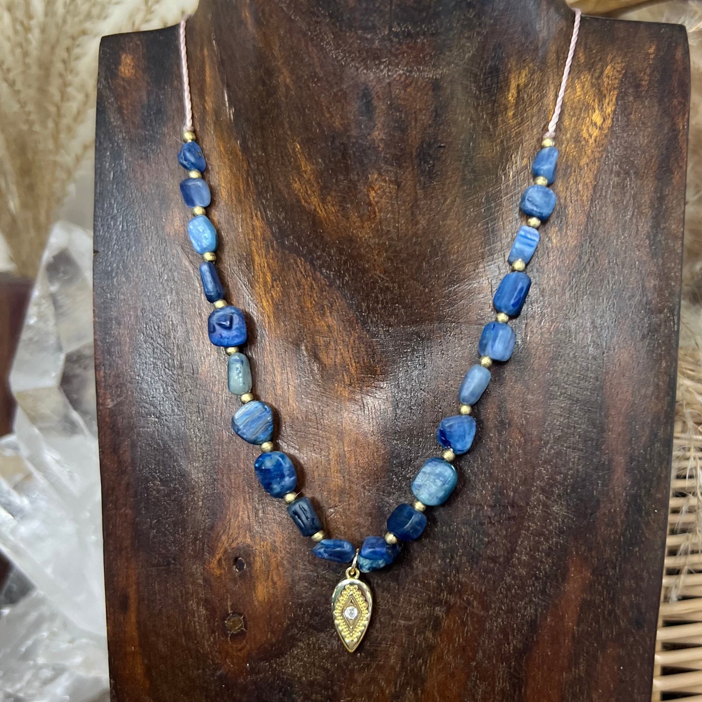 Blue Kyanite Layer Crystal Necklace: Communication with Guides | Spiritual Growth | Alignment