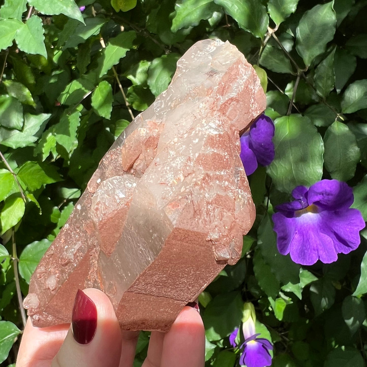 Red Hematoid Quartz Specimen - Double-terminated Twin Empathic Warrior with self-healed termination