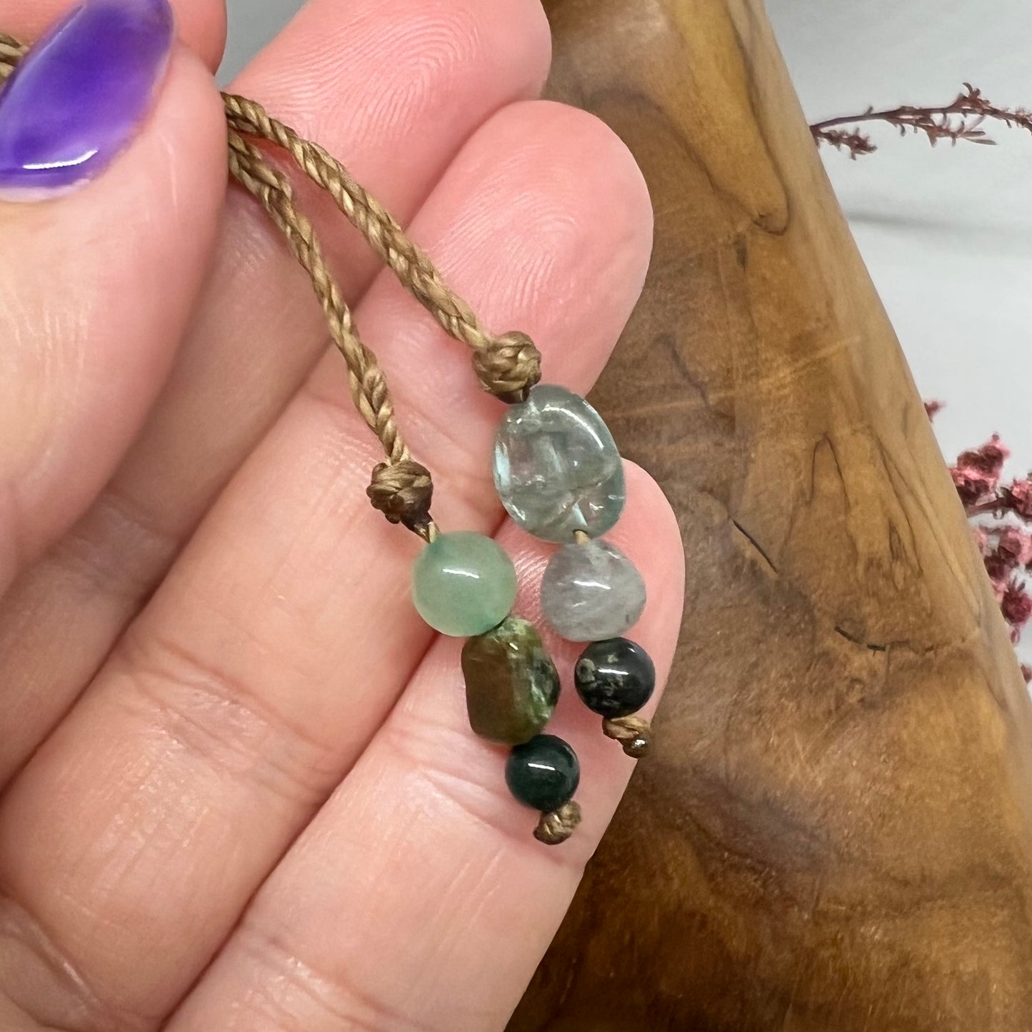 Chrysoprase & Eclectic Anhata Energy Macrame l Talisman