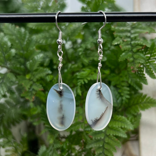 Natural Dendritic Picture Agate Earrings: Courage ∙ Connection to Nature ∙ Joy ∙ Friendships