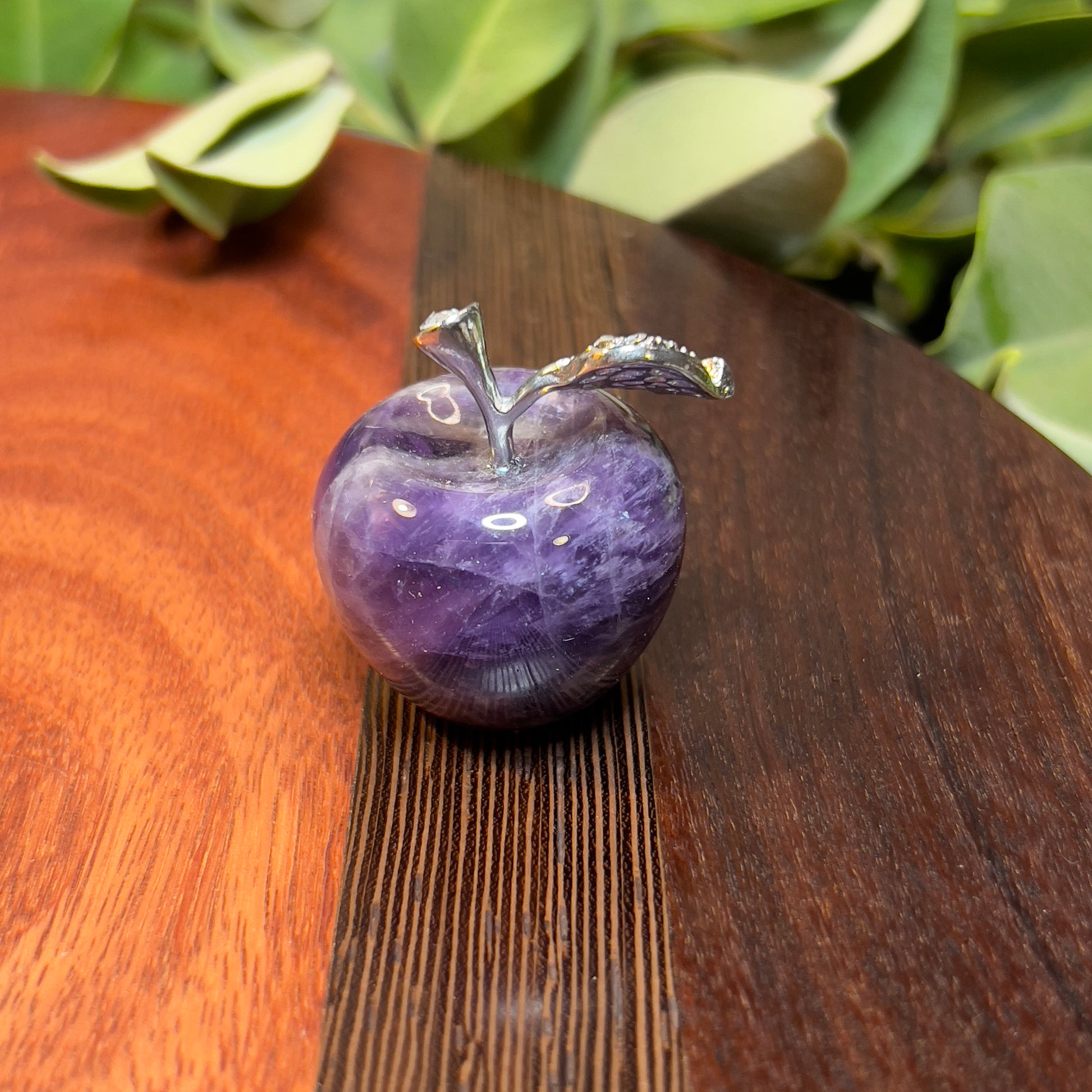 Amethyst Crystal Apple with diamanté stem