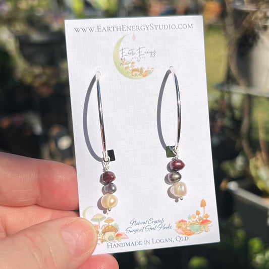 Dyed Freshwater Pearl Hoop Earrings