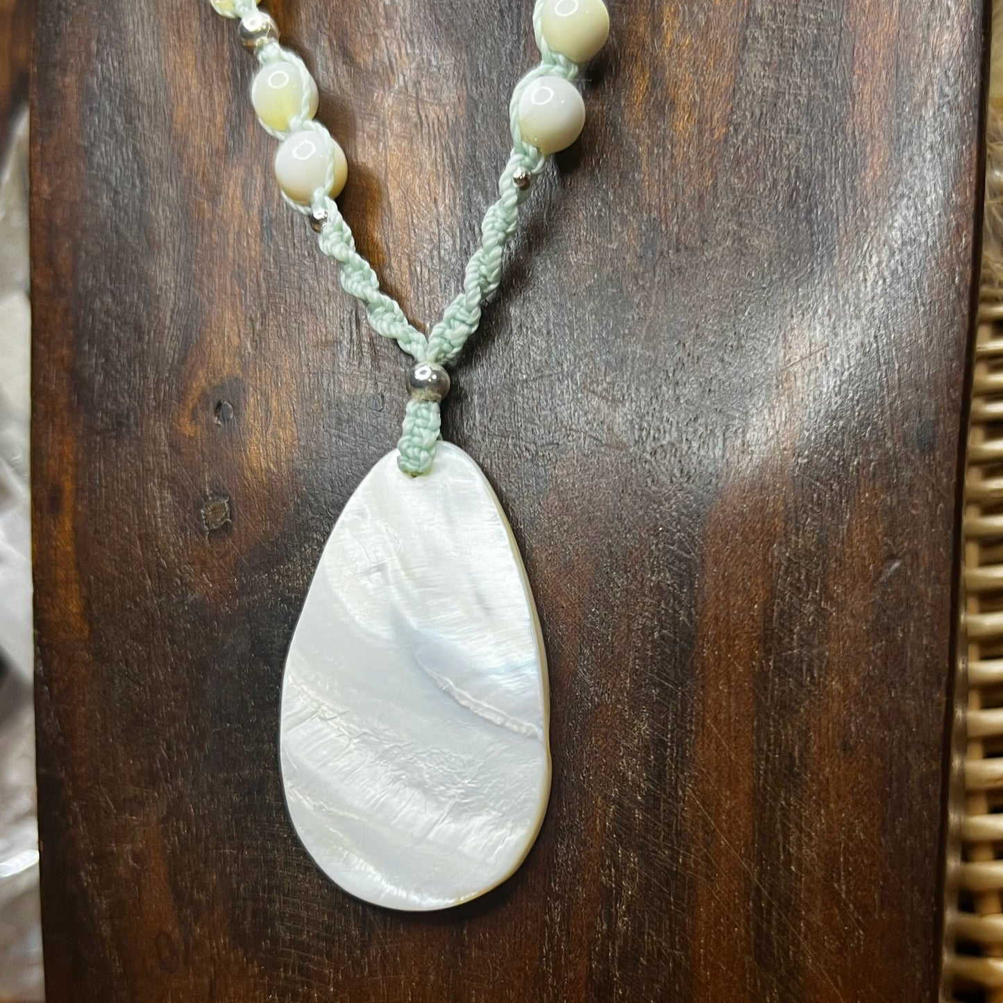 Mother of Pearl Shell Macrame Necklace