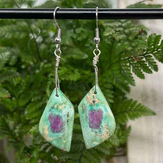 Ruby in Fuchsite Crystal Earrings: Compassion ∙ Supports Self-expression ∙ Confidence