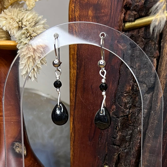 Black Tourmaline & Spinel Crystal Earrings: Protective ∙ Resilience ∙ Balancing