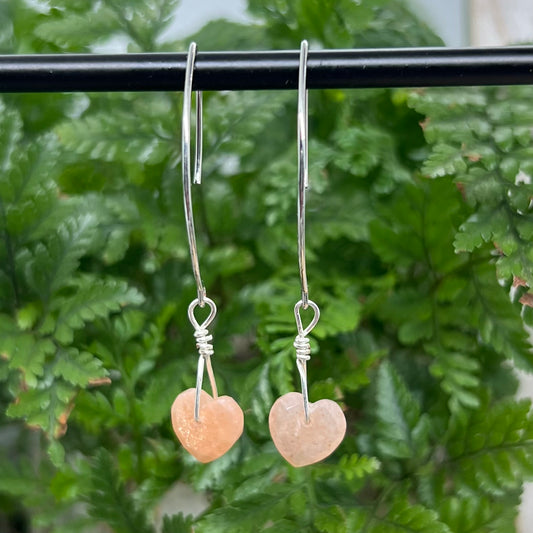 Sweet Sunstone Heart Crystal Earrings: Joy ∙ Inner Light ∙ Empowerment ∙ Emotional Strength