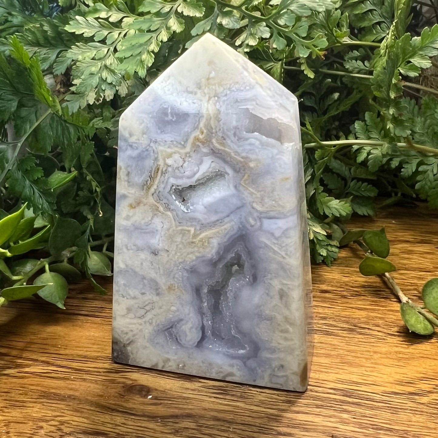 Blue Lace Agate Druzy Tower