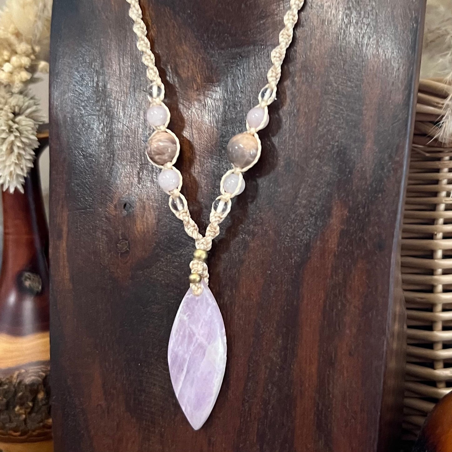 'Brigid' Talisman - Kunzite, Sunstone, Rose Quartz & Quartz Crystal Necklace