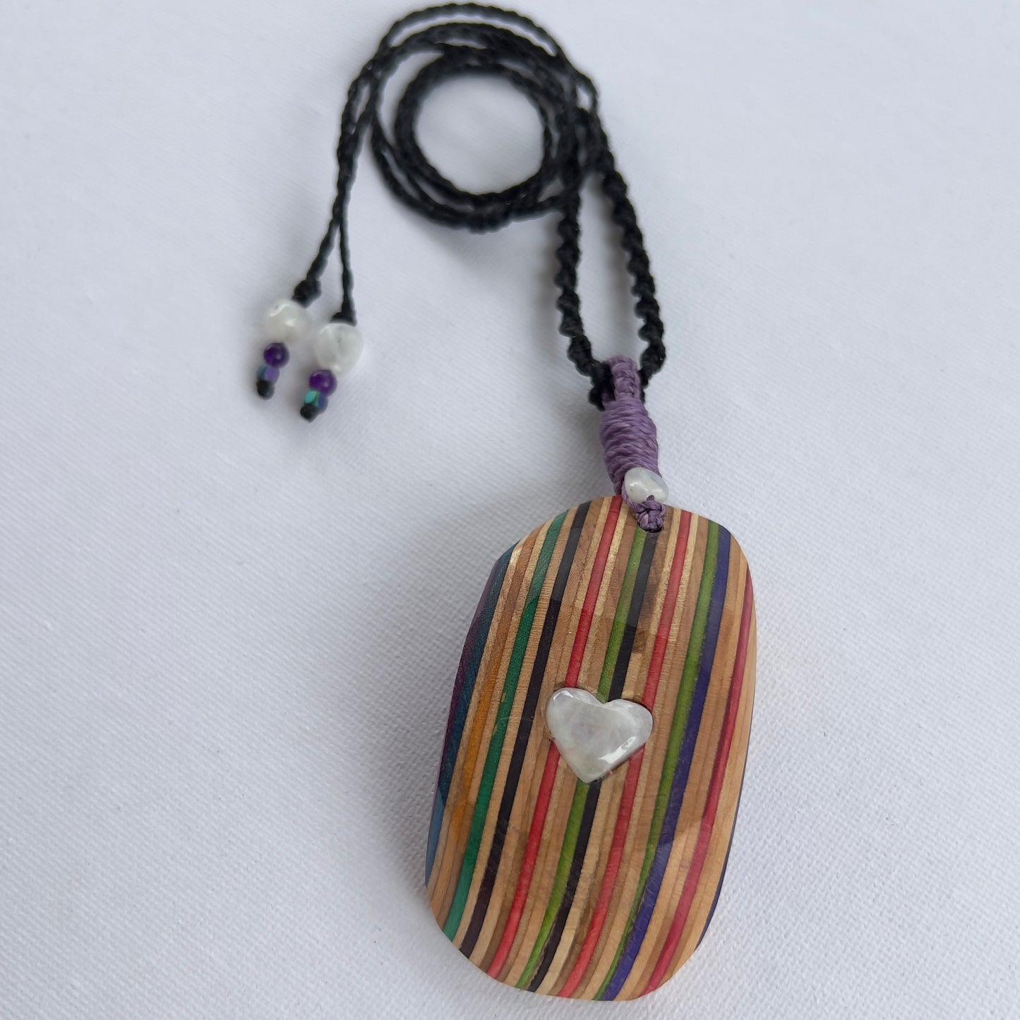 Sk8 Rock Gemstone Necklace with flashy Moonstone Heart