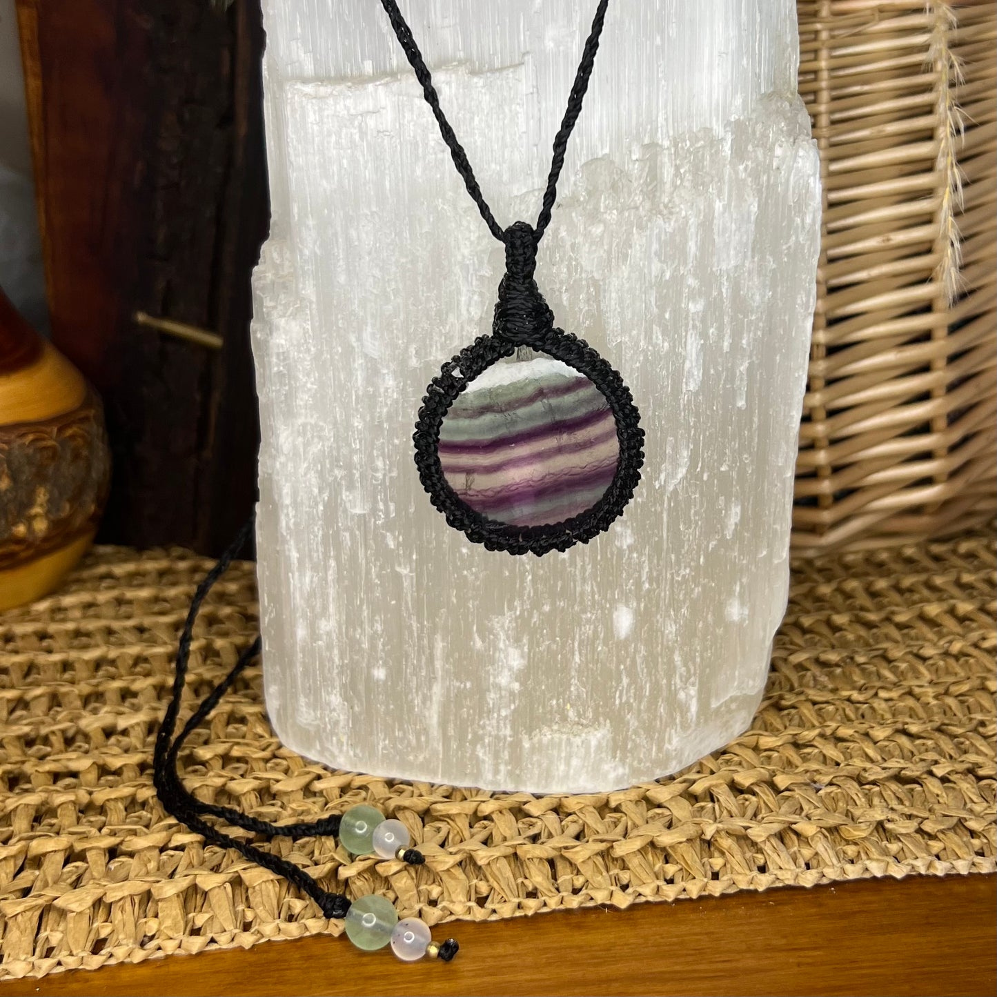 Gorgeous large Rainbow Fluorite Framed Crystal Necklace