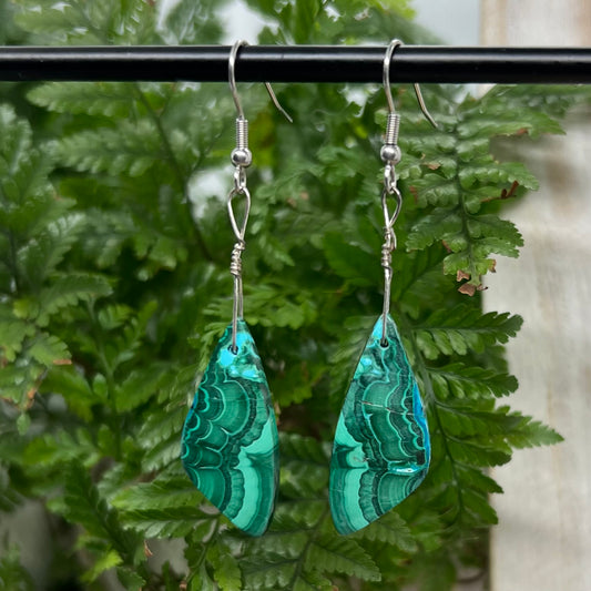Chrysocolla in Malachite Crystal Earrings: Emotional Healing ∙ Growth ∙ Transformation