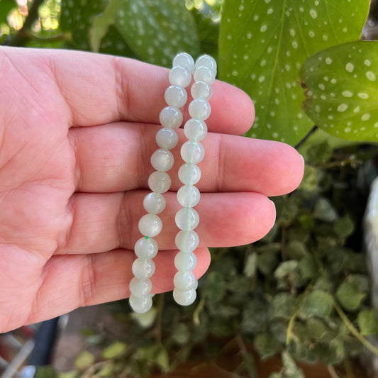 'Silky' Sage Green Moonstone 6mm Stretch Bracelet: Ethereal | Emotional Healing | Spiritual Growth