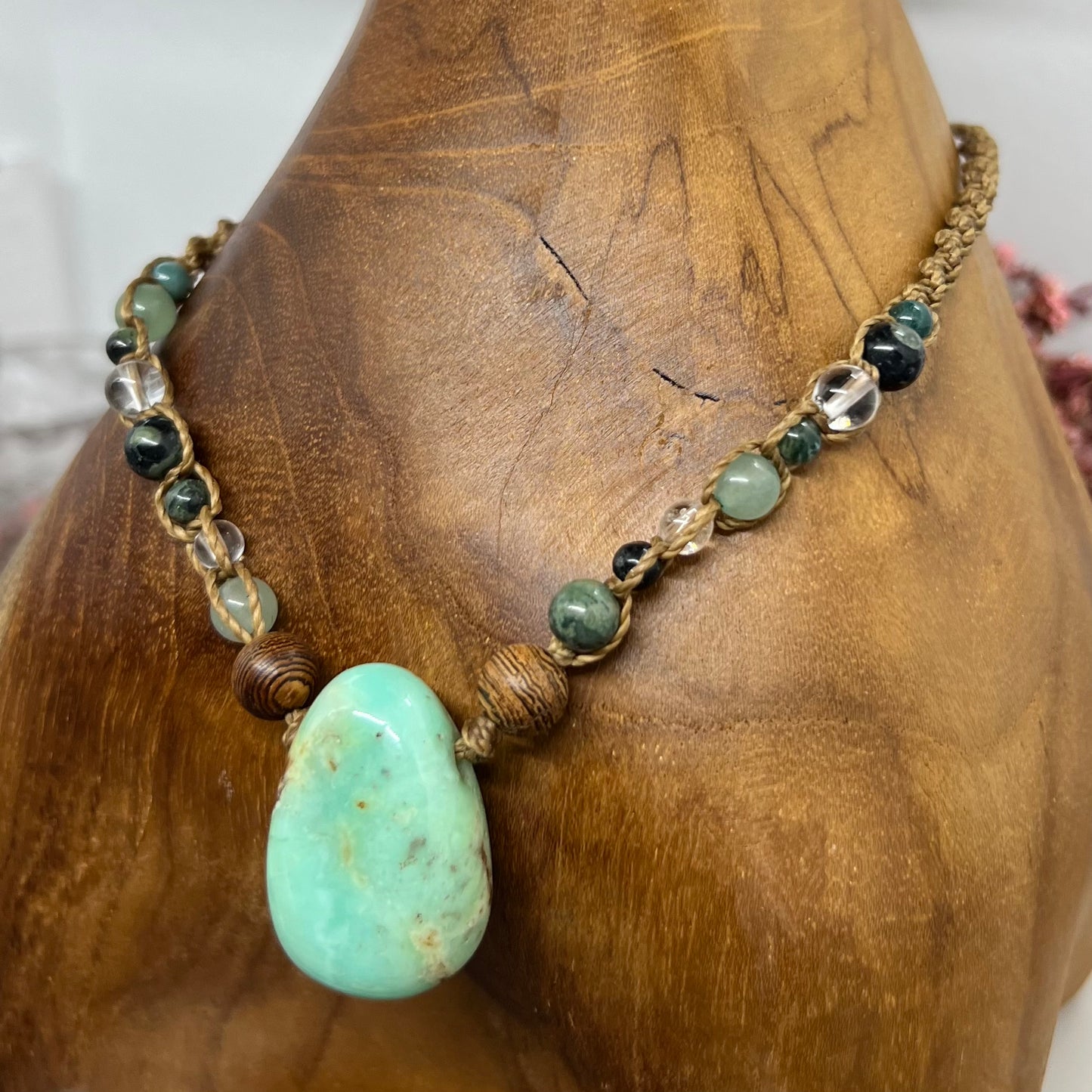 Chrysoprase & Eclectic Anhata Energy Macrame l Talisman