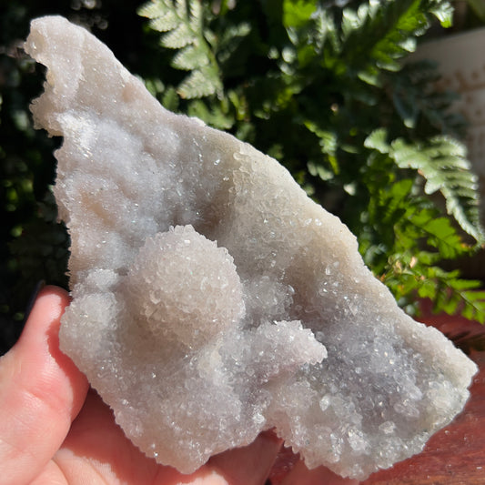 Pale Amethyst Cluster on thin matrix with stalactite growth