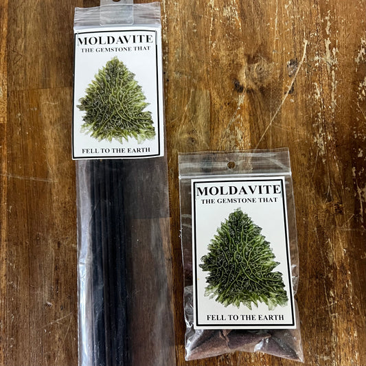 Moldavite Incense Sticks infused with Moldavite Oil