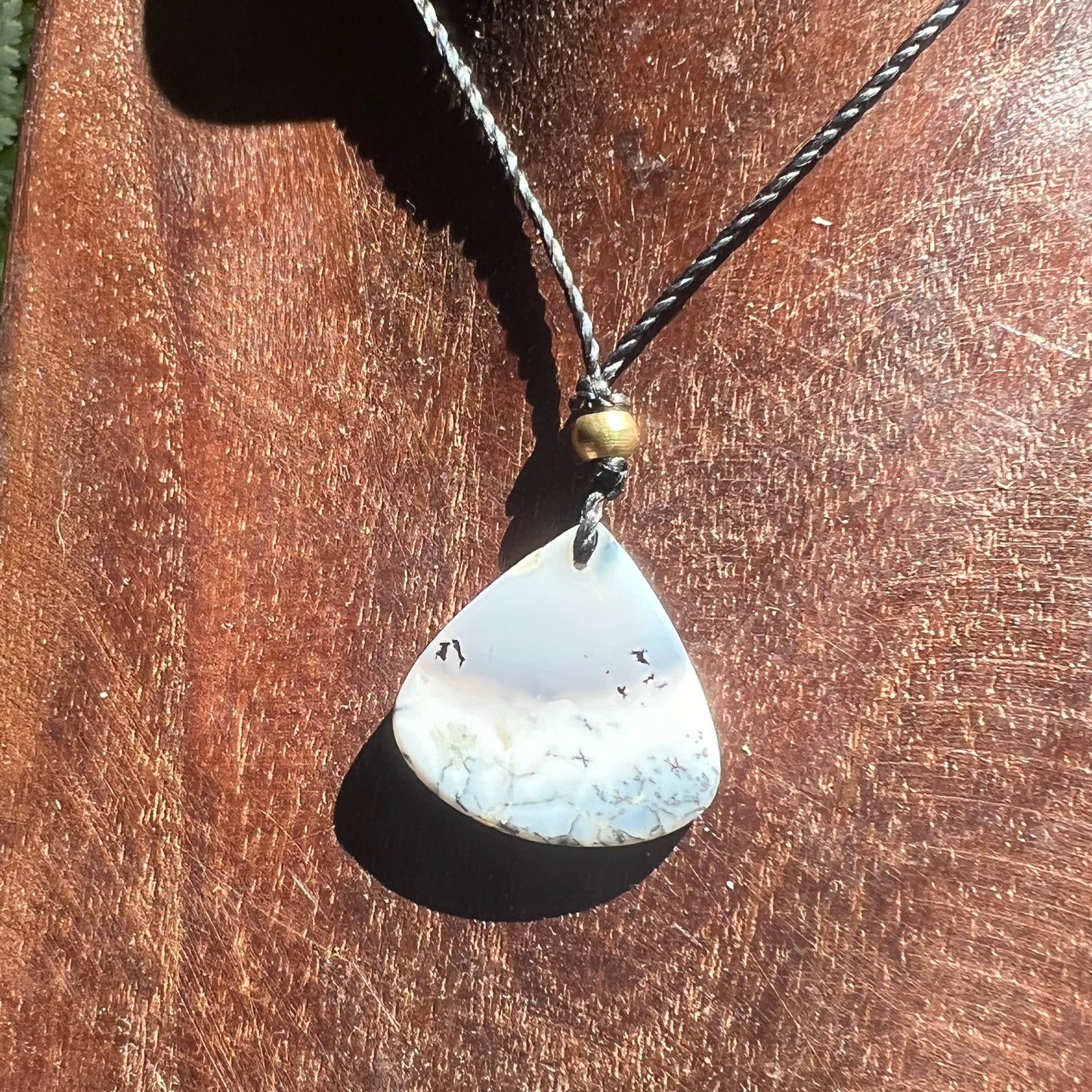 Dendritic Agate Petite Macrame Crystal Necklace