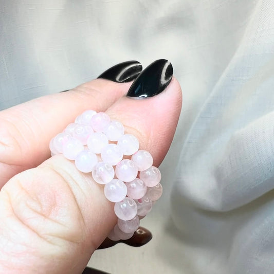 Rose Quartz Beaded Stretch Ring: Self-Love | Compassion | Inner Healing