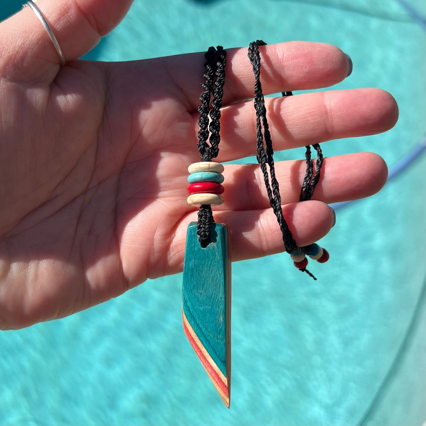 Sk8 Rock with Dyed Magnesite Macrame Necklace - Upcycled Skateboard Jewellery
