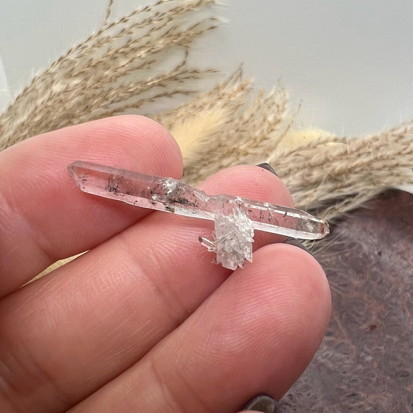 Inclusion 'Inky' Quartz Mini Double Terminated Needle - Jinkouhe, Sichuan Province, China