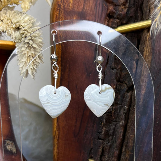 Crazy Lace Agate Heart Crystal Earrings: Playful ∙ Inner Strength ∙ Optimism